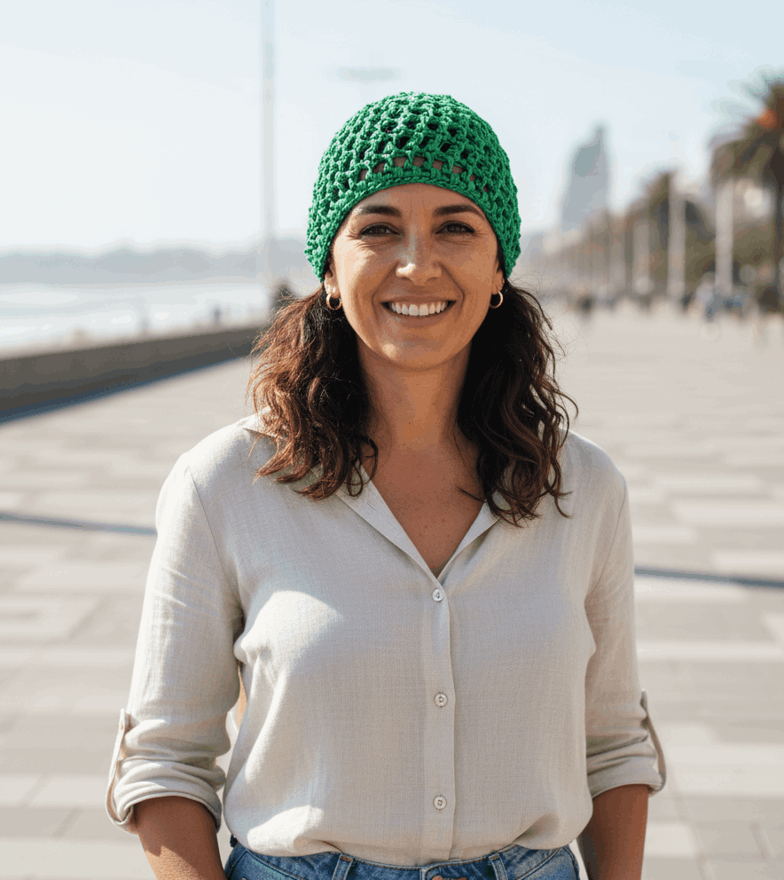 Casquete tejido verde