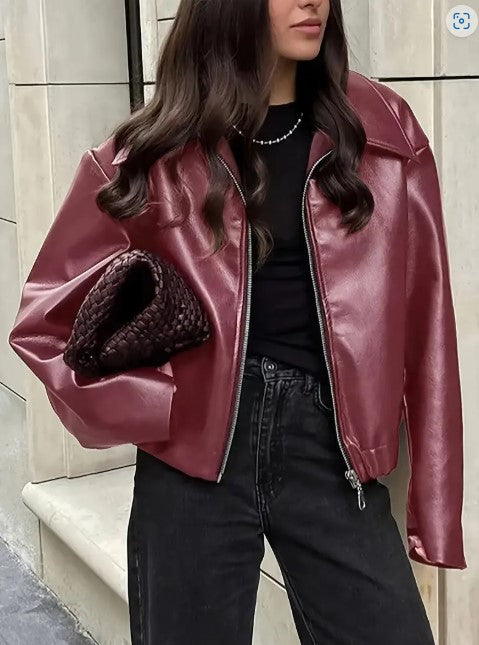 Chaqueta pu (cuerina) burdeo