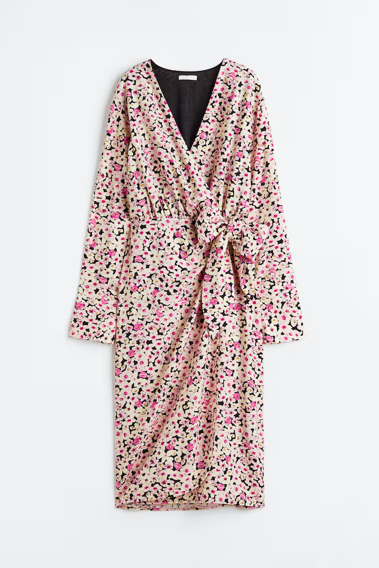 Vestido floreado con lazo H&M