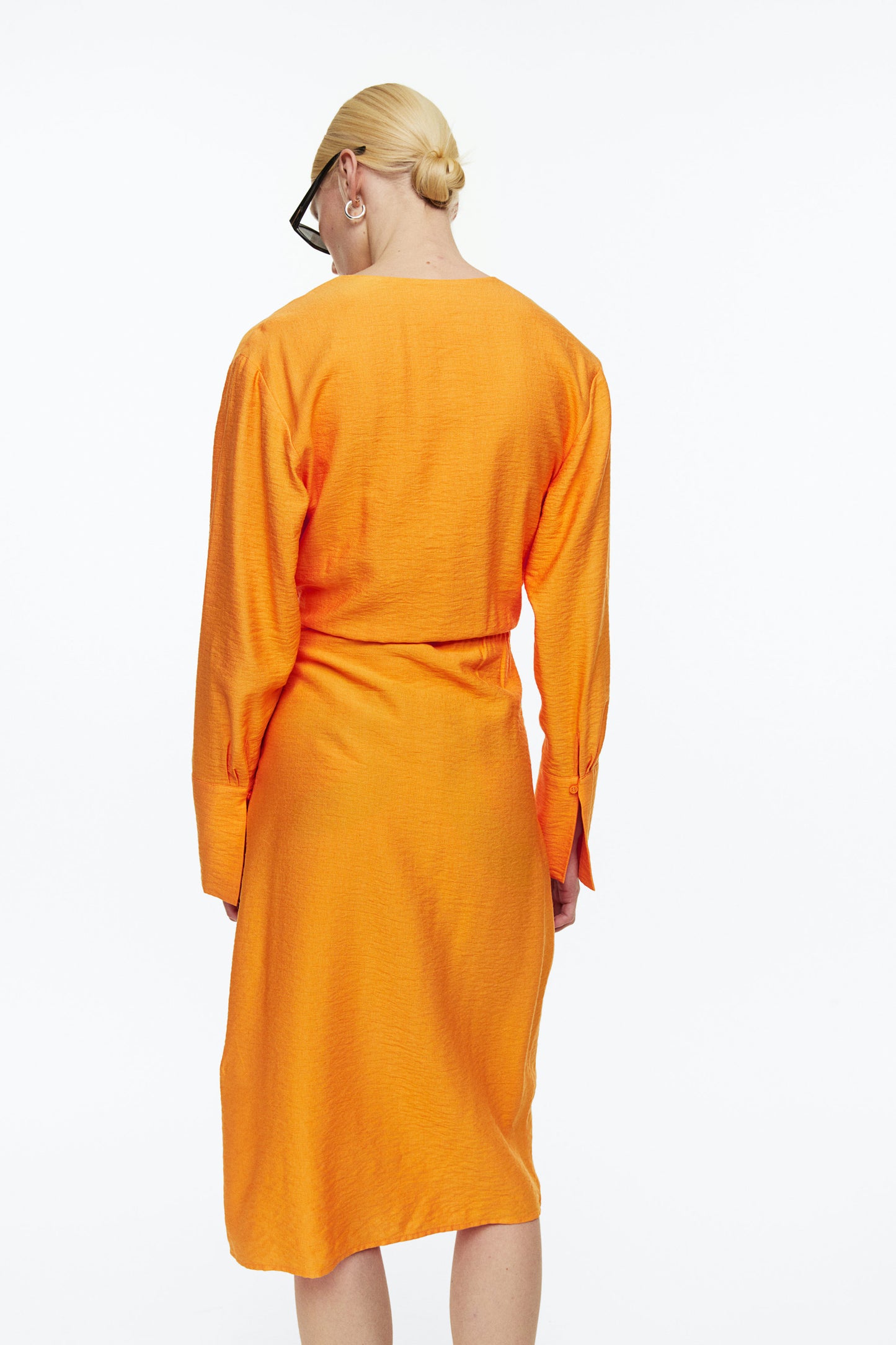Vestido midi naranjo H&M