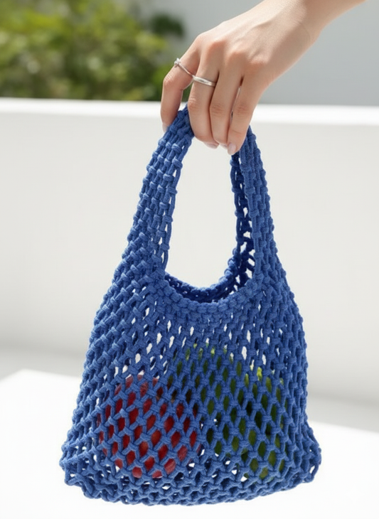 Bolso pequeño tejido azul