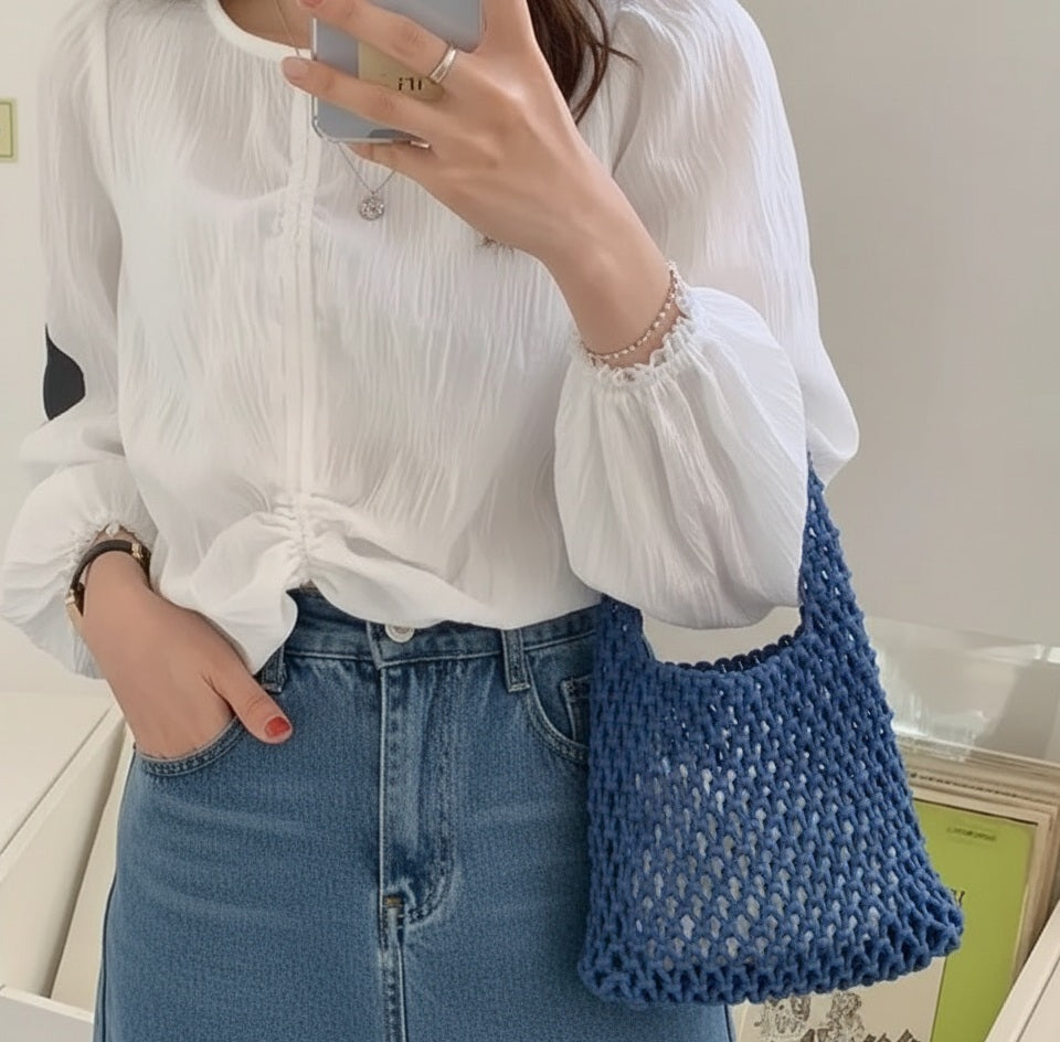 Bolso pequeño tejido azul