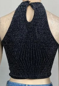 Top elasticado negro con brillos