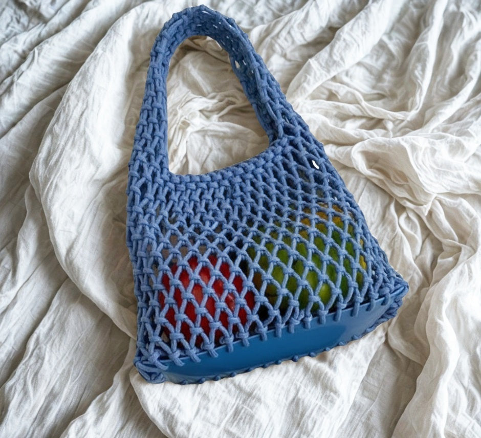 Bolso pequeño tejido azul