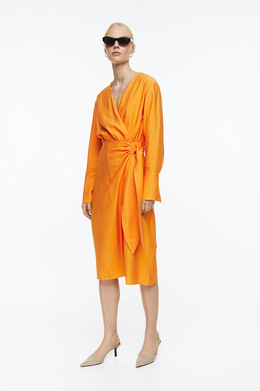 Vestido midi naranjo H&M