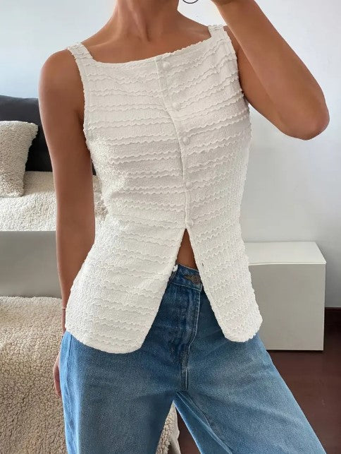 Top blanco con botones