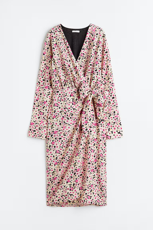 Vestido floreado con lazo H&M